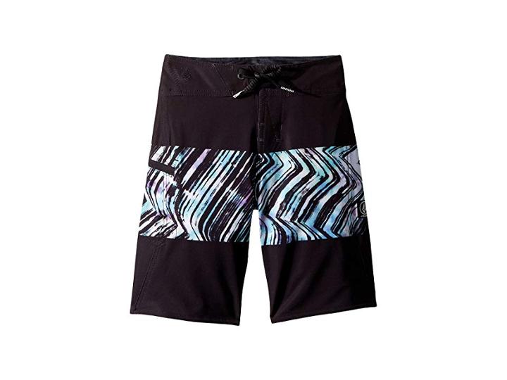 Volcom Kids Macaw Mod Boardshorts (big Kids) (black Combo) Boy's Swimwear