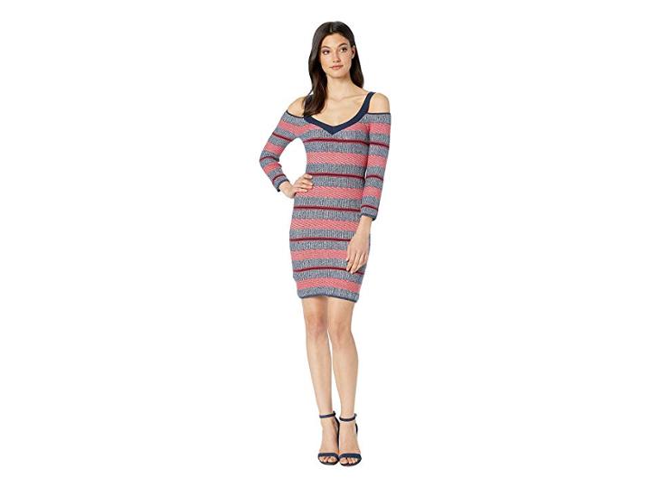 Bcbgeneration Striped Dress (dark Navy) Women's Clothing