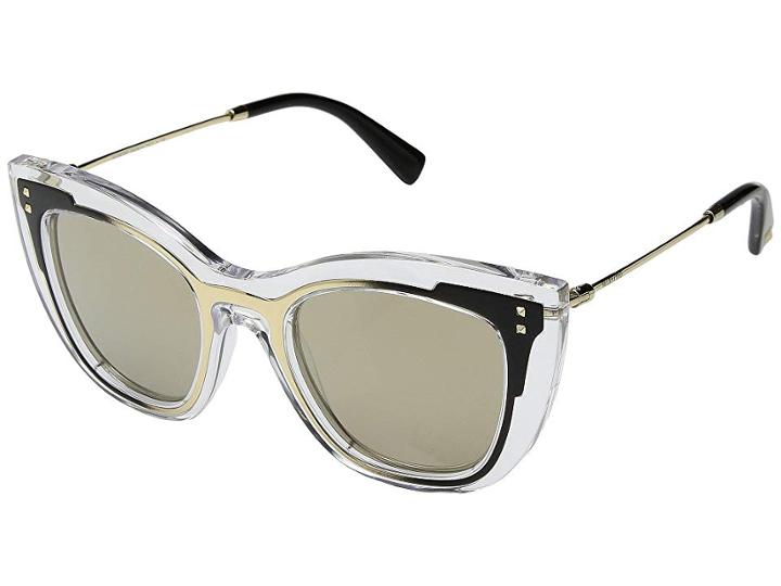 Valentino 0va4031 (transparent Light Gold Matte Black/light Gold Mirror) Fashion Sunglasses