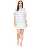 Joules Seren Jersey/woven Mix Dress (blue Marl Stripe) Women's Dress