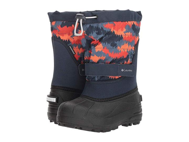 Columbia Kids Powderbug Plus Ii Print (toddler/little Kid/big Kid) (abyss/grey Ice) Boys Shoes