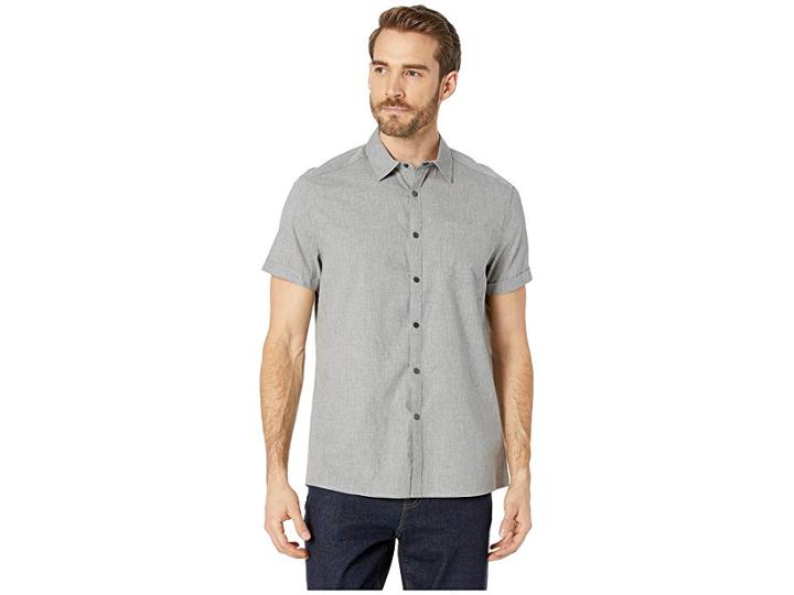 Kenneth Cole New York Short Sleeve Stripe Snap Shirt (heather Grey) Men's T Shirt