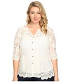 Lucky Brand Plus Size Lace Mix Top (birch) Women's Clothing