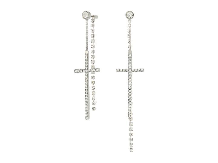 Guess Pave Cross Front Back Earrings (silver/crystal) Earring