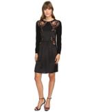 Alberta Ferretti 3/4 Sleeve Satin Dress (black) Women's Dress