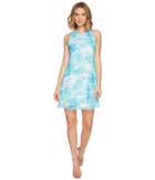 Calvin Klein Blurred Print Trapiz Dress (lagoon Multi) Women's Dress