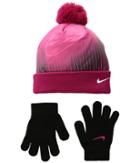 Nike Kids Graphic Pom Beanie Gloves Set (big Kids) (sport Fuchsia) Beanies
