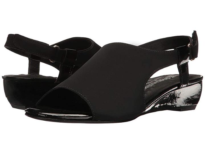 Walking Cradles Daphne (black Micro/black Patent) Women's Wedge Shoes