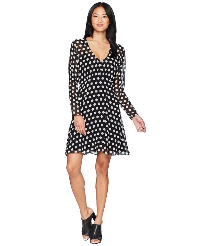 Juicy Couture All Over Dot Flirty Dress (pitch Black Polka Dot) Women's Dress