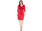 Tahari By Asl Side Draped Stretch Satin Dress (lipstick Red) Women's Dress