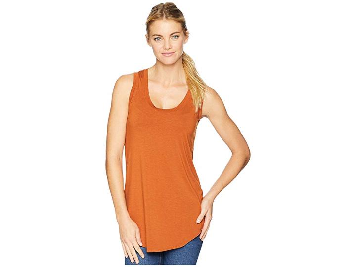 Three Dots Lightweight Viscose Long Tank (pumpkin Spice) Women's Sleeveless
