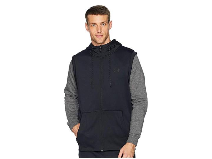 Under Armour Armour Fleece Sleeveless Full Zip Hoodie (black/black) Men's Sweatshirt