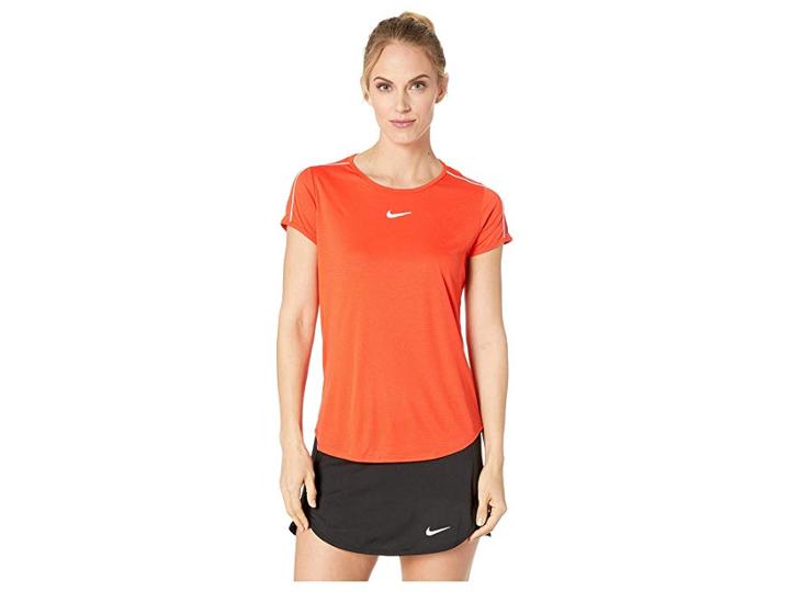 Nike Court Dry Top (habanero Red/white/white/bordeaux) Women's Clothing
