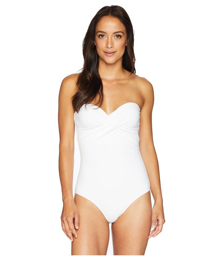 Jets By Jessika Allen Jetset Wrap Cross Over Drape Bandeau One-piece (white) Women's Swimsuits One Piece