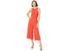 London Times Flared Jumpsuit W/ Pleated Neck (fiesta Red) Women's Jumpsuit & Rompers One Piece