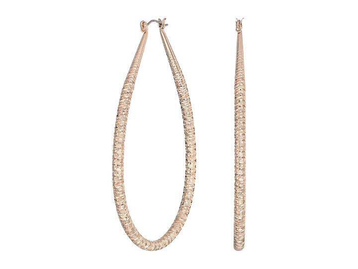Guess 3 Textured Wire Extra Large Hoop Earrings (rose Gold) Earring