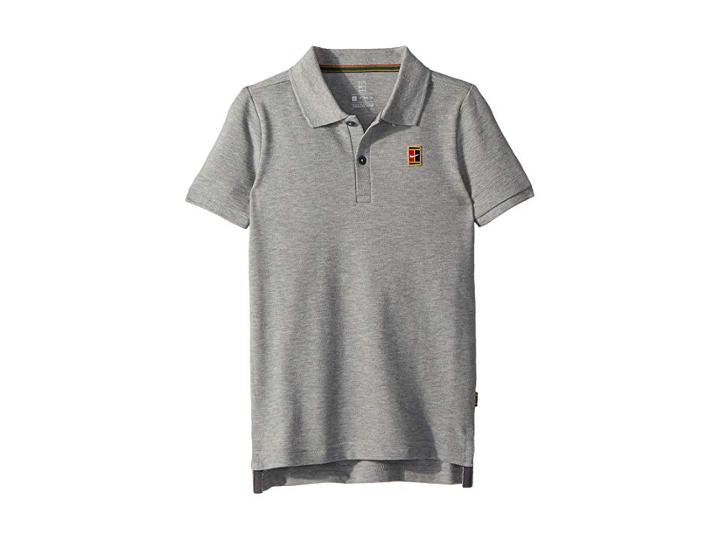 Nike Kids Court Heritage Tennis Polo (little Kids/big Kids) (dark Grey Heather/white) Boy's Clothing