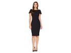 Calvin Klein Short Sleeve Dress With Lace Trim Detail Cd8c17pf (black) Women's Dress