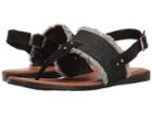 Minnetonka Panama (black Denim Fabric/black Suede) Women's Sandals