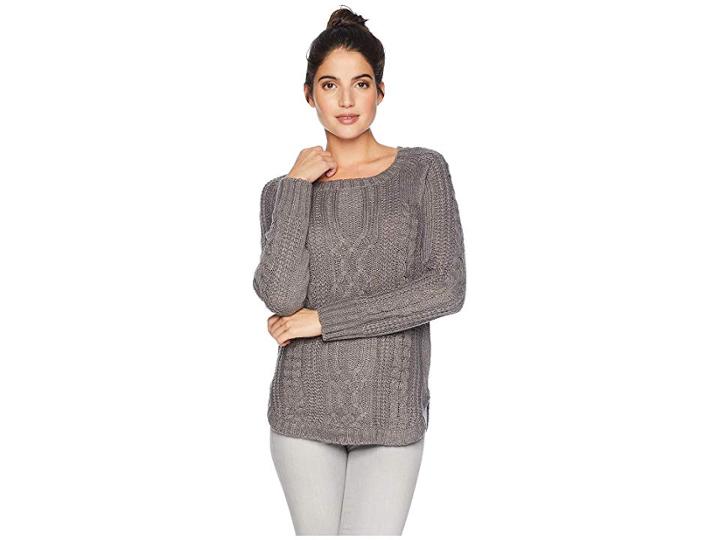 Pink Rose Scoop Neck Raglan Long Sleeve Pullover (medium Heather Grey) Women's Clothing