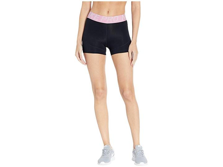 Nike Pro Shorts 3 (black/pink Rise/white) Women's Shorts