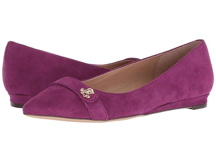 Lauren Ralph Lauren Aminah (eggplant Kid Suede) Women's Flat Shoes