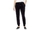 Juicy Couture Glitter Outline Logo Velour Jogger (pitch Black) Women's Casual Pants