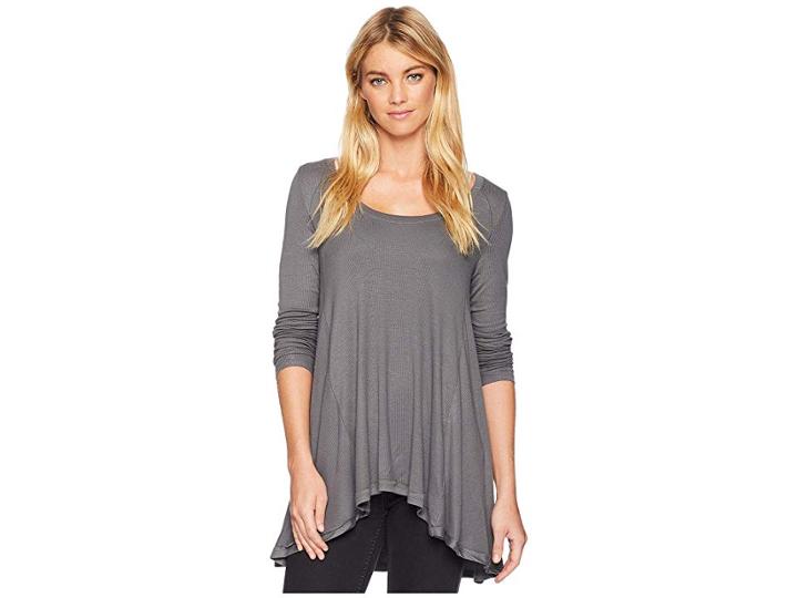 Free People January Tee (dark Grey) Women's Long Sleeve Pullover