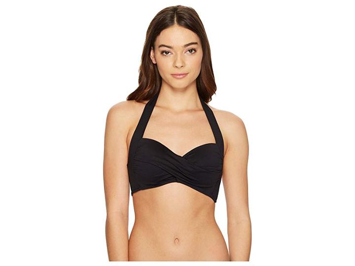 Seafolly Twist Soft Cup Halter Top (black) Women's Swimwear