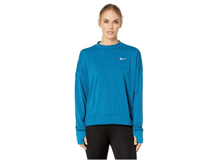 Nike Thermasphere Element 2.0 Crew Top (blue Force/heather/green Abyss) Women's Long Sleeve Pullover