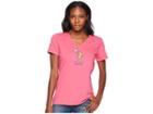 Life Is Good Beach Day Rocket Crusher Vee Tee (fiesta Pink) Women's T Shirt