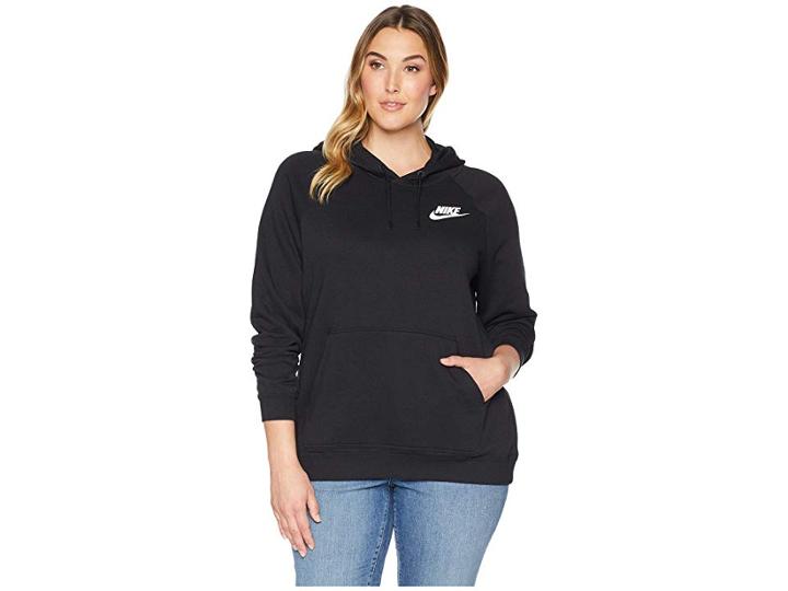 Nike Plus Size Rally Extended Hoodie (black/black/white) Women's Sweatshirt
