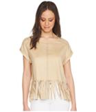 Romeo & Juliet Couture Suede Fringe Top (tan) Women's Clothing