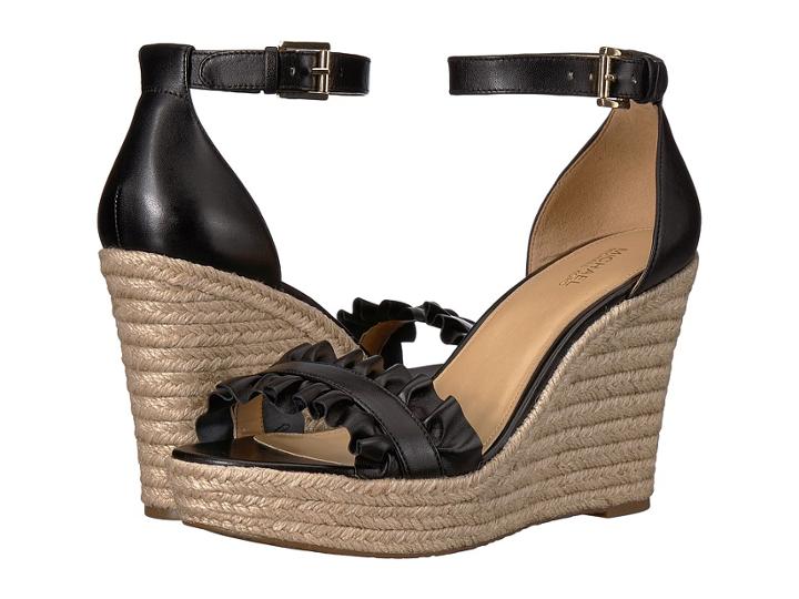 Michael Michael Kors Bella Wedge Sandal (black Nappa) Women's Wedge Shoes