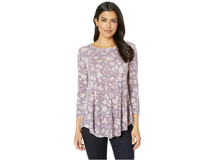 Bobeau 3/4 Sleeve Knit (plum/coral) Women's Blouse