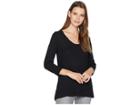 Lilla P 3/4 Sleeve Ribbed Bottom Tee (black) Women's Long Sleeve Pullover