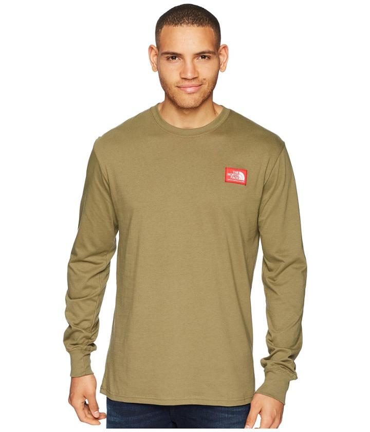 The North Face Long Sleeve Patch Tee (burnt Olive Green) Men's T Shirt