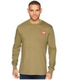 The North Face Long Sleeve Patch Tee (burnt Olive Green) Men's T Shirt