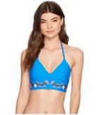 Ella Moss Shiny Spice Crop Bikini Top (stone Blue) Women's Swimwear