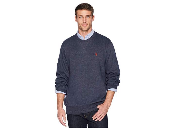 U.s. Polo Assn. Pop Over Crew Neck Fleece (navy Heather) Men's Clothing