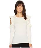 Cece Ruffled Exposed Shoulder Sweater (antique White) Women's Sweater
