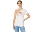 Juicy Couture One Shoulder Rainbow Graphic Tee (white) Women's Clothing