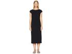 Eileen Fisher Viscose Jersey Bateau Neck Cap Sleeve Dress W/ Back Tie (black) Women's Dress