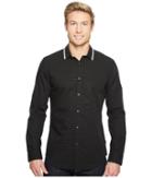 Calvin Klein Deco Dobby Button Down Shirt (black) Men's Long Sleeve Button Up