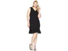 Calvin Klein Plus Plus Size V-neck Ruffle Hem Dress (black) Women's Dress