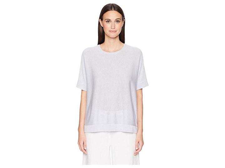 Eileen Fisher Roundneck Top (india Sky) Women's Short Sleeve Pullover