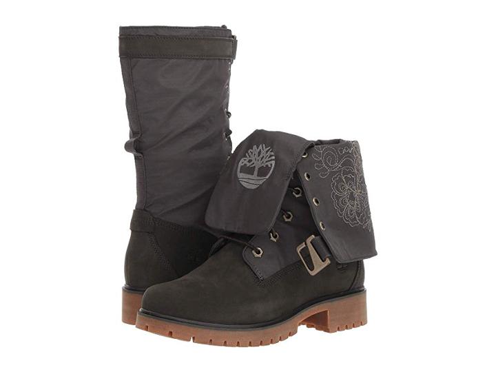 Timberland Jayne Waterproof Gaiter Boot (dark Green Nubuck/dark Green) Women's Lace-up Boots