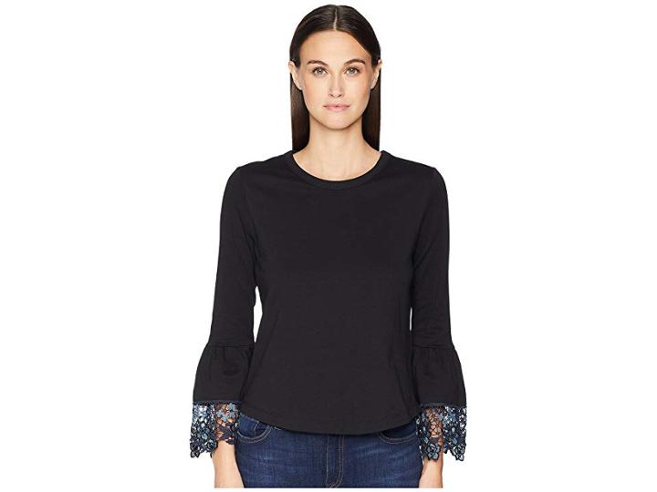 See By Chloe Lace Trim Tee (black) Women's T Shirt