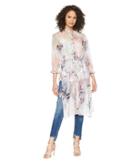 Vince Camuto Long Sleeve Side Tie Diffused Bloom Long Tunic (new Ivory) Women's Clothing