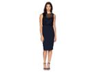 Adrianna Papell Sleeveless Grid Bead Blouson Bodice With Stretch Crepe Skirt (midnight) Women's Dress